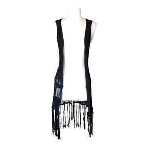 Steve Madden Black Sleeveless Acrylic Knit Kimono Women's One Size Fits Most